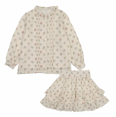 Bonjoy Green Floral Shirt + Skirt Set - Green Floral