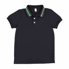 Bopop Navy with Green & Orange Stripe Polo PL766