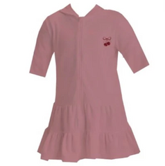 Aurora Bow Embroidered Terry Robe Pink/Red