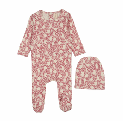 Bonjoy Abstract Vine Footie Set - All Over Red