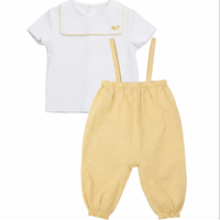 Pompomme Yellow Gingham Long Romper P7580