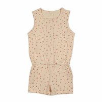 Bonjoy Patterned Fruit Shorts Romper - Whimsical Pink Berry