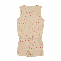 Bonjoy Patterned Fruit Shorts Romper - Whimsical Pink Berry