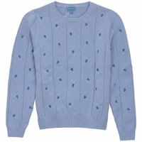 Pompomme Blue Blueberry Embroidered Knit Top P7274