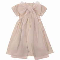 Pompomme Beige Tulle Bow Detail Dress P7298 (SHORT SLEEVES)