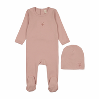 Bonjoy Embroidered Graphic Footie Set - Pink/Pink Teddy
