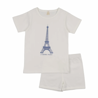 Bonjoy Jadore Paris Short Sleeve Lounge Set - White Blue