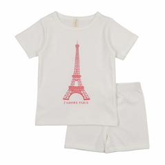 Bonjoy Jadore Paris Short Sleeve Lounge Set - White Coral