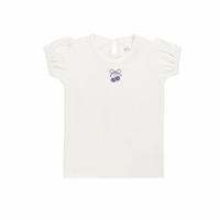 Aurora Pointelle Bow Print Collection Ivory Lilac Short Sleeve Tshirt