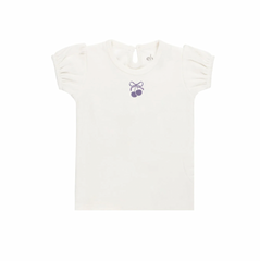 Aurora Pointelle Bow Print Collection Ivory Lilac Short Sleeve Tshirt
