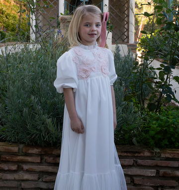 Jouet Tulle Gown With Embroidery Flowers And Ruffled Hem