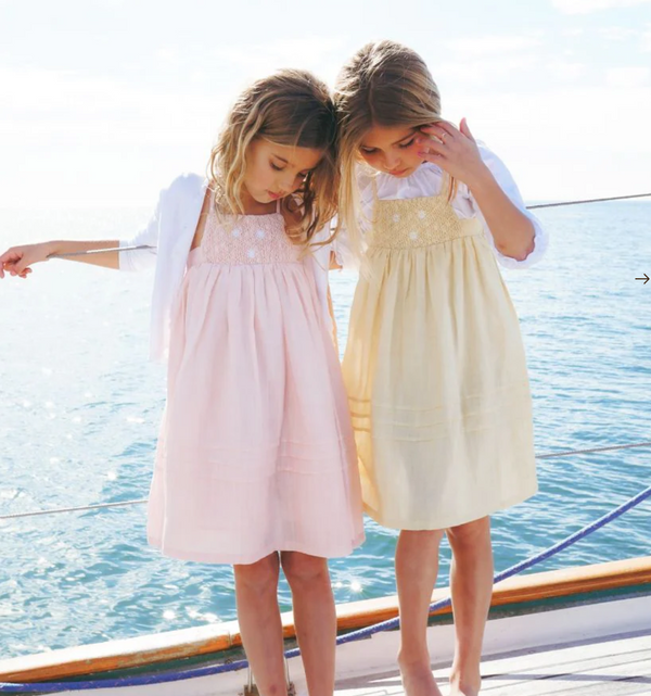 Calla Lili Girl Dress With Daisies - Yellow