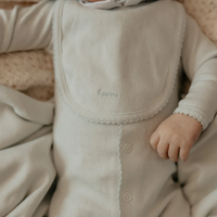 Little Parni Lt Blue Pointelle Collar Footie + Bonnet + Bib (K656)