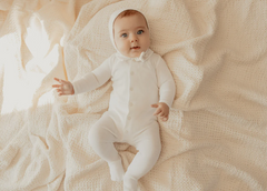 Little Parni White Pink Pointelle Collar Footie + Bonnet + Bib (K656)