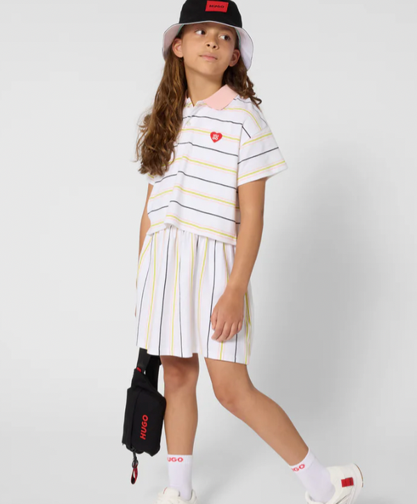 Hugo White Striped Polo Style Dress
