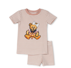 Phil and Phoebe Pink Teddy Bear Striped T-shirt Set
