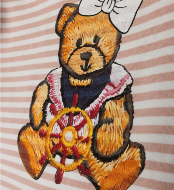 Phil and Phoebe Pink Teddy Bear Striped T-shirt Set