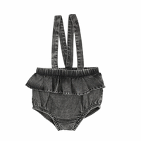 Analogie By Lil Legs DENIM FLUTTER SUSPENDER BLOOMER - Black Wash