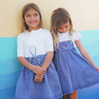 Calla Lili Girl Long Sleeve T-Shirt - White/Blue