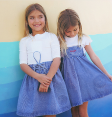 Calla Lili Girl Long Sleeve T-Shirt - White/Blue
