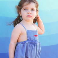 Calla Lili BB Girl Nautical Romper - Denim Blue