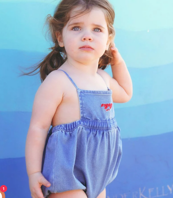 Calla Lili BB Girl Nautical Romper - Denim Blue