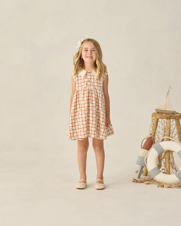 Rylee + Cru  Collared Babydoll Dress Cherry Check