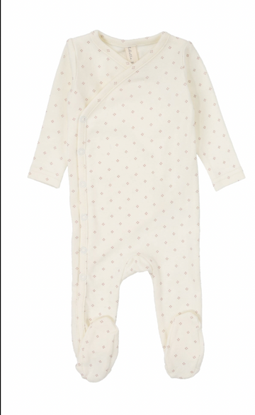 Lilette By Lil Legs Diamond Dot Footie Cream/Berry
