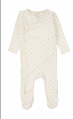 Lilette By Lil Legs Diamond Dot Footie Cream/Berry