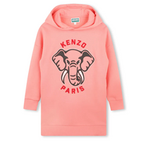 Kenzo Fuschia Hoodie Dress Elephant Graphic