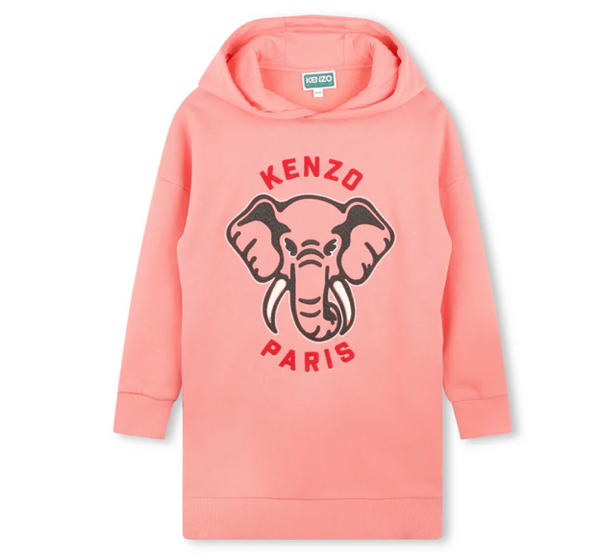 Kenzo Fuschia Hoodie Dress Elephant Graphic