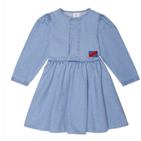 Wynken Pale Bleach Denim Puff Dress