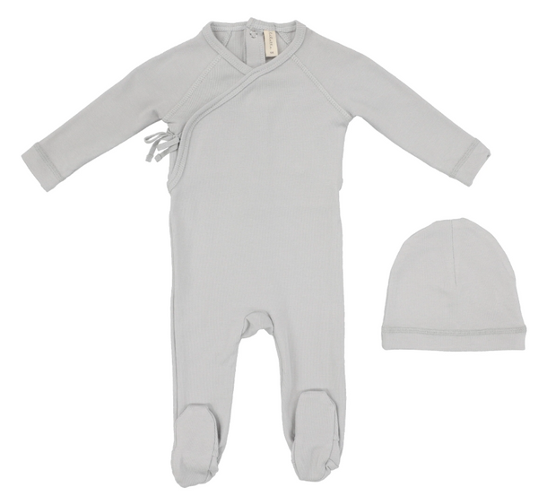 Lilette By Lil Legs Wrapover Footie Set Pale Blue