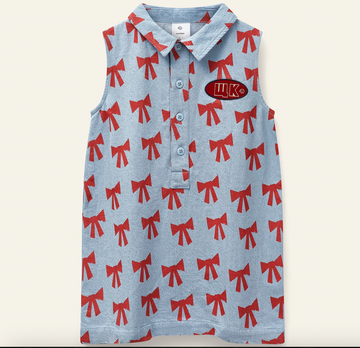 Wynken Setting Sun Bow Amore Denim Sleeveless Dress