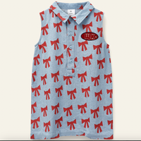 Wynken Setting Sun Bow Amore Denim Sleeveless Dress