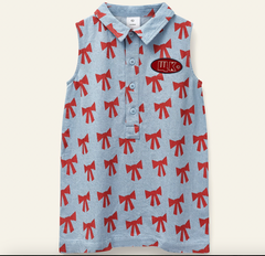 Wynken Setting Sun Bow Amore Denim Sleeveless Dress