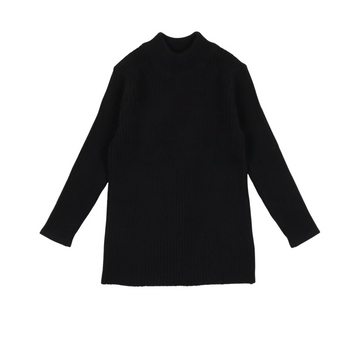 Lil Legs Black Knit Basics Knit Long Sleeve Mockneck Tee