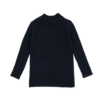 Lil Legs Navy Knit Basics Knit Long Sleeve Mockneck Tee
