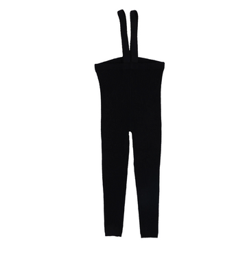 Lil Legs Black Knit Basics Knit Suspender Leggings