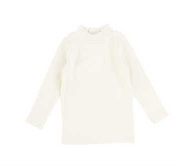 Lil Legs Cream Ribbed Basics Ribbed Long Sleeve Mockneck Tee