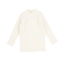 Lil Legs Cream Ribbed Basics Ribbed Long Sleeve Mockneck Tee