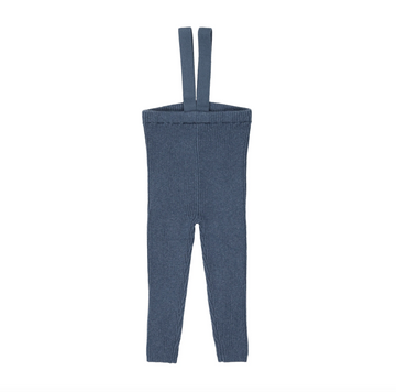 Lil Legs Vintage Blue Knit Basics Knit Suspender Leggings