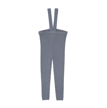 Lil Legs Dried Blue Knit Basics Knit Suspender Leggings