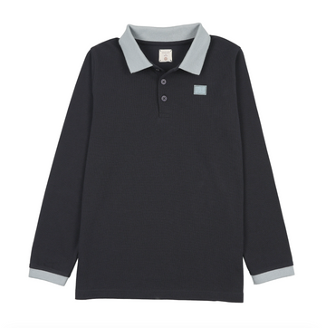 Analogy by Lil Legs Navy Wardrobe Staples Contrast Collar Polo