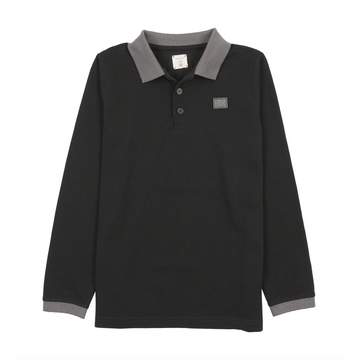 Analogy by Lil Legs Black Wardrobe Staples Contrast Collar Polo