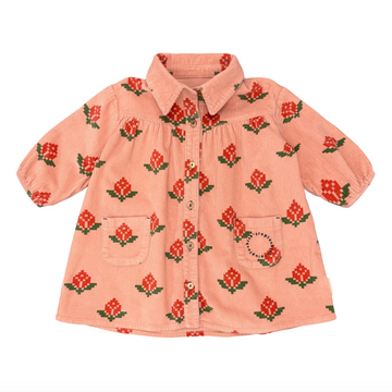 Piupiuchick Pink Knee-Length Dress with Big Flowers