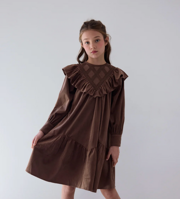 Petite Amalie Criss Cross Cord Dress - Chocolate