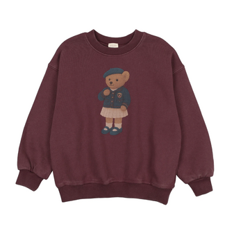 Analogy by Lil Legs Washed Burgundy Lil People Bear Sweatshirt Girl