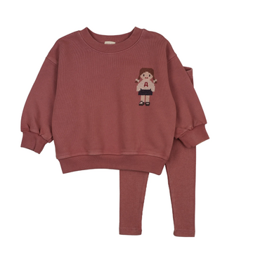 Analogy by Lil Legs Vintage Pink Lil People Doll Sweatshirt Set