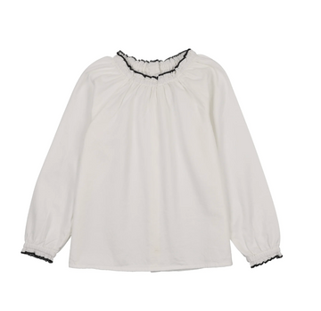 Lil Legs Winter White Maxi Loungewear Ruffle Trim Blouse